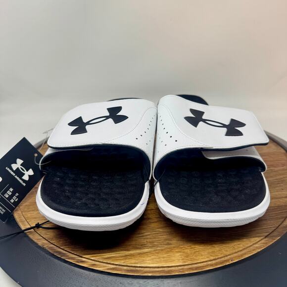 Under Armour UA Ignite Pro Men's Slides Sandals White/Black Size 18 NWT - Picture 2 of 9